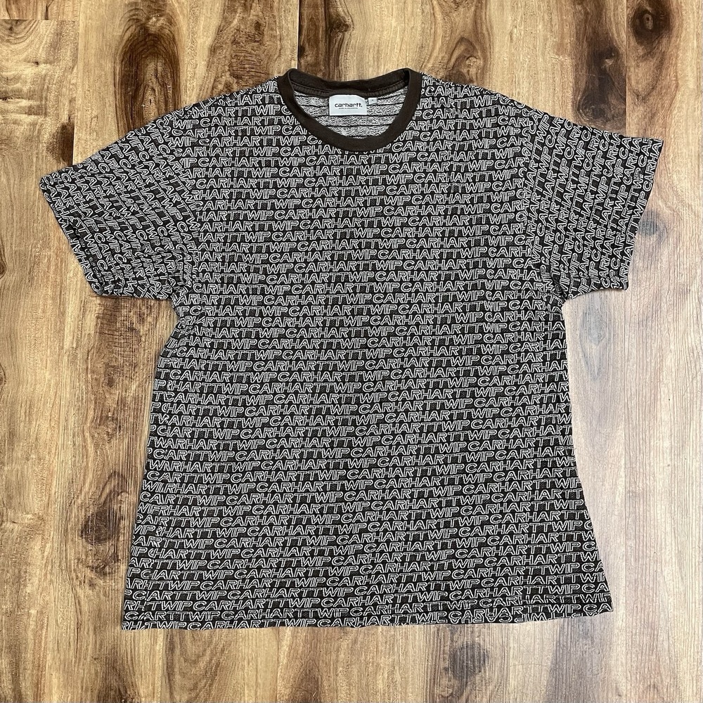 Carhartt Work in Progress  WIP AOP Typo Short Sleeve Tee Shirt Men's S